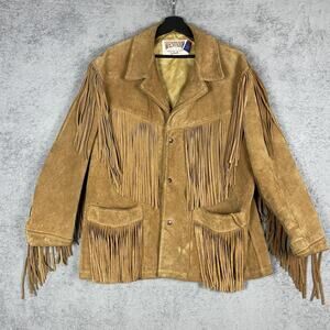 Vintage Schott Fringe Jacket Mens 44 Western 395 Leather Cowboy USA 70s 80s